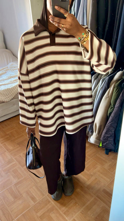 Polo à rayures [Nude]