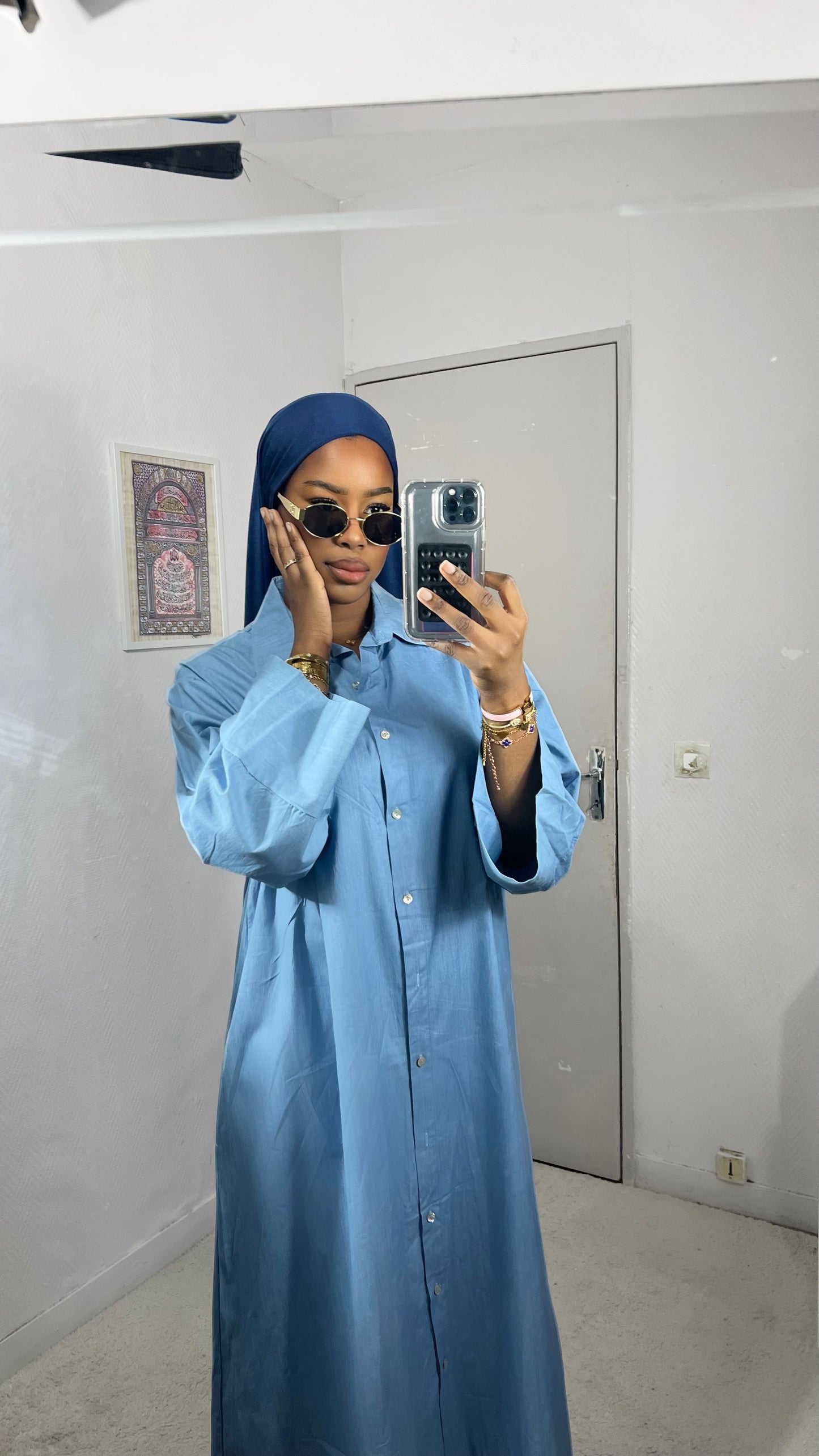 Robe chemise effet jean [Bleu clair]