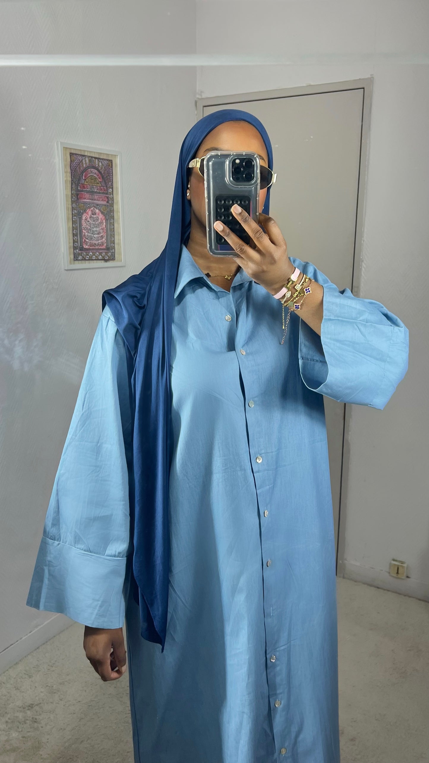Robe chemise effet jean [Bleu clair]
