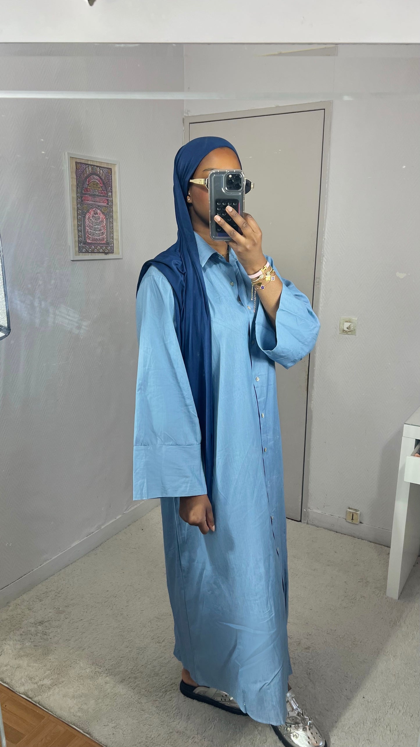 Robe chemise effet jean [Bleu clair]