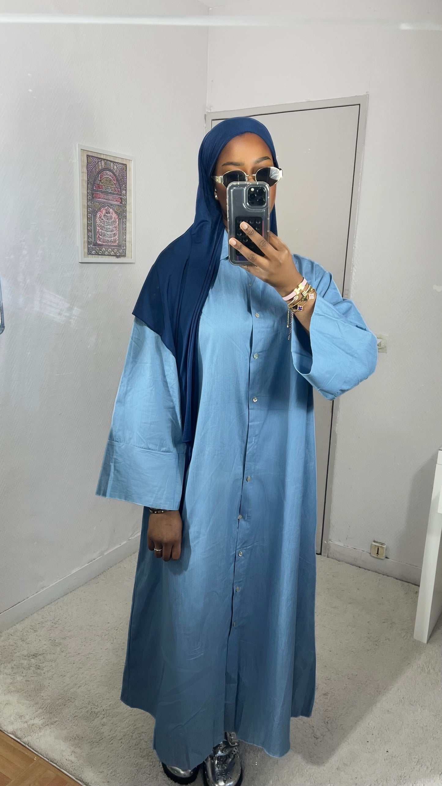 Robe chemise effet jean [Bleu clair]