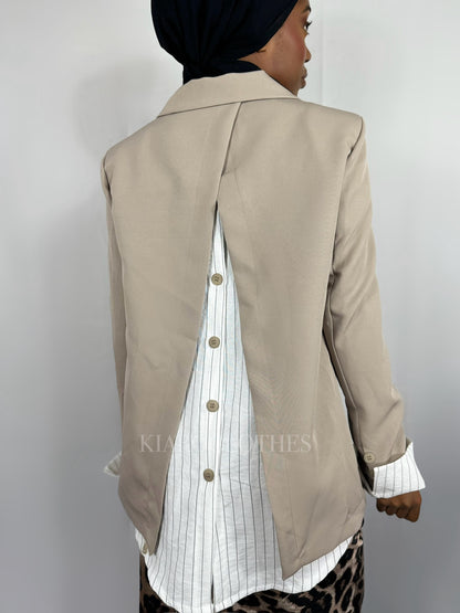 Blazer bimatière [light taupe]