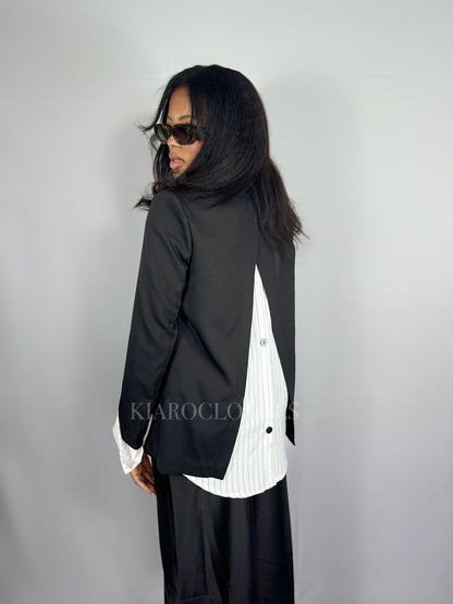 Blazer bimatière [noir]