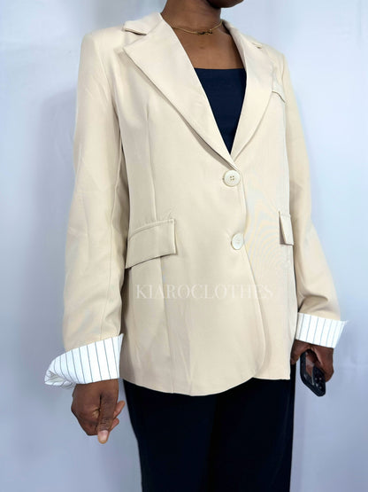 Blazer bimatière [beige]